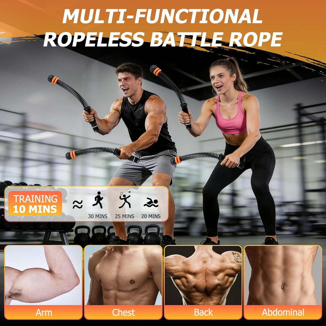 Verstellbare Battle Rope Ohne Seil ，Leise Gewichtete Seillose Kampfseile für Zuhause Gym,Mit Silikon