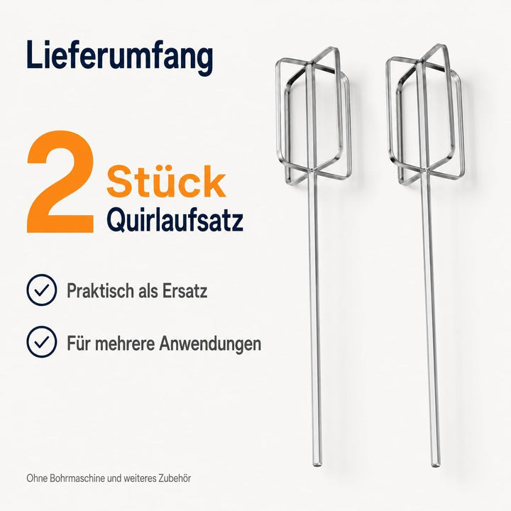 2 Stück 40 cm Edelstahl Rührstab, Lebensmittel Mischaufsatz