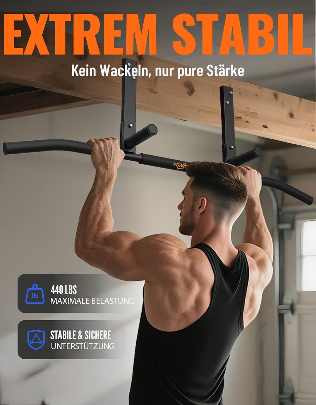 Fitarc Klimmzugstangen Klimmzugstange Joist Pull Up Bar Balkenhalterung, Heim-Fitnessstudio, Workout