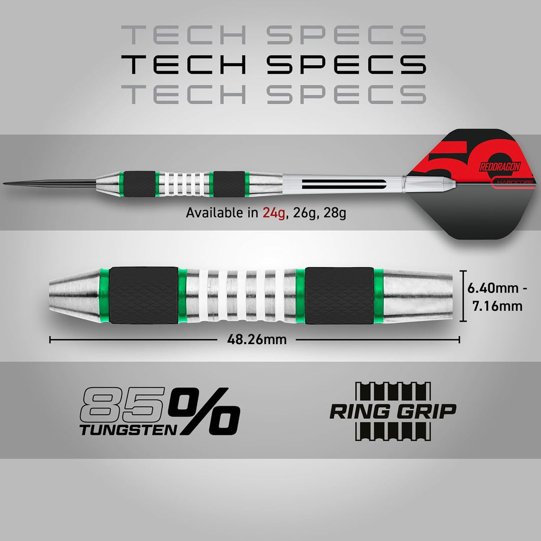 RED DRAGON Darts – Axis Series – 85% Wolfram - Profi Satz Dartpfeile Metallspitze mit Dart Flüge und