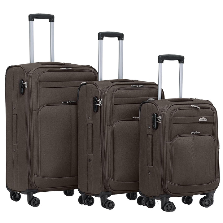 BEIBYE Kofferset Trolley Gepäckset Stoff Dehnungsfuge Koffer Reisekoffer (Coffee), Coffee
