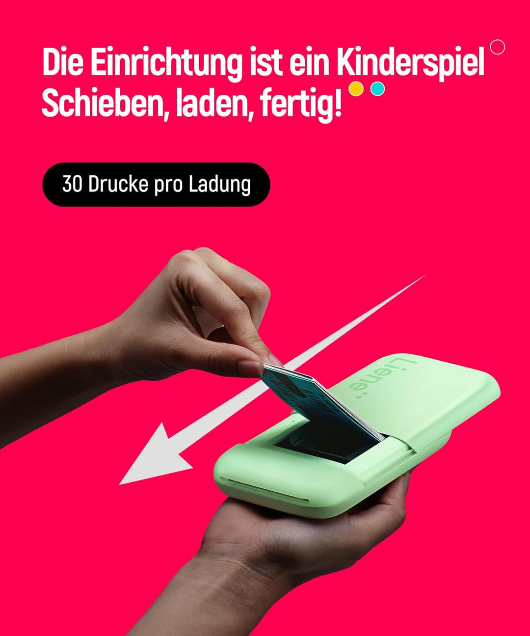 Liene Pearl K100 Fotodrucker Smartphone, Tragbarer Sofortbilddrucker mit 50 Zink-Klebepapier, Blueto