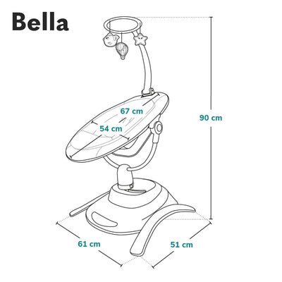 LIONELO Bella Elektrische Babywippe 360o für Babys bis 9 kg, verstellbare Rückenlehne, 5 Schaukelges