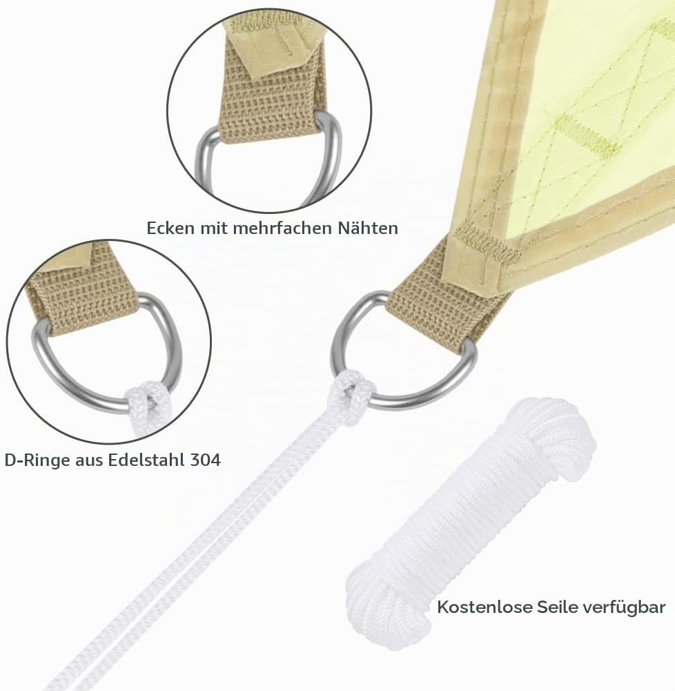 OFFCUP Sonnensegel, Sonnenschutz Baldachin, 3x4m rechteckige Markise Weiss 3 m x 4 m, Weiss 3 m x 4