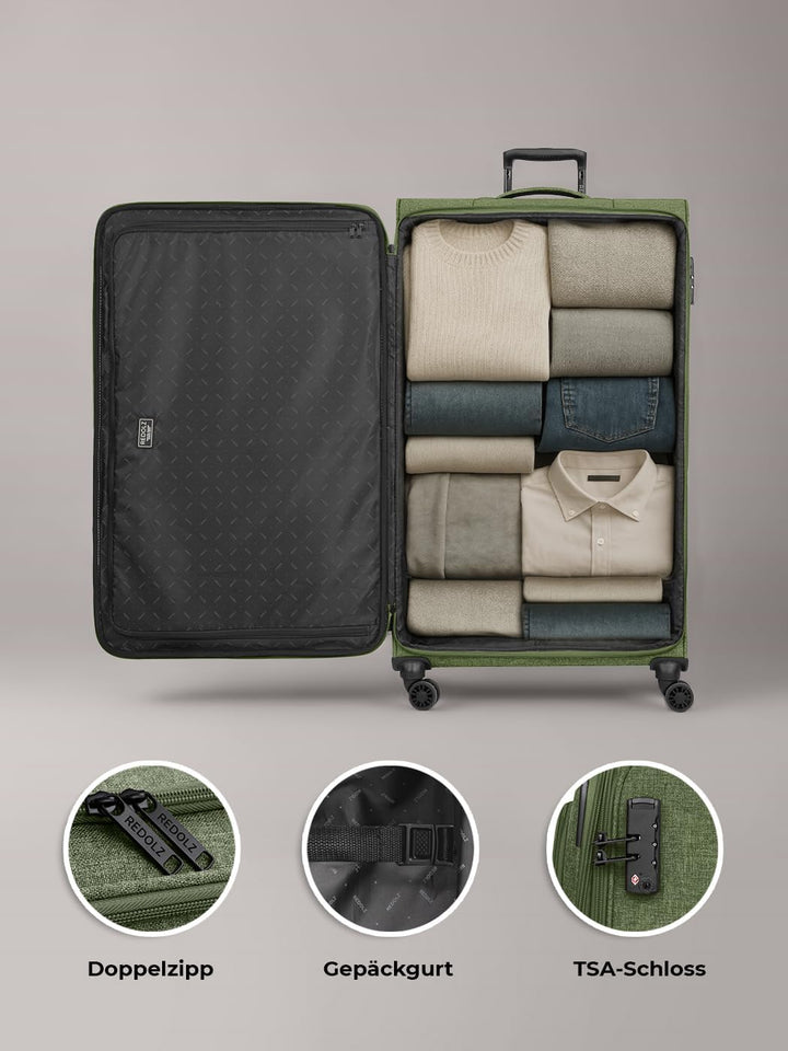 REDOLZ XL Jumbo 4-Rollen Koffer sehr gross 52 x 30 x 90 cm [Sondergrösse] Check-in Trolley mit TSA-S
