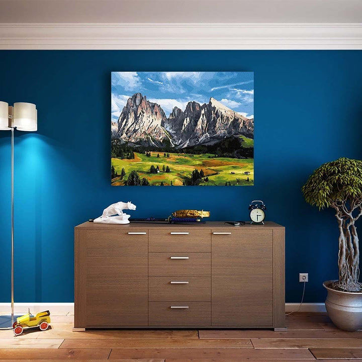 Artnapi Malen nach Zahlen Erwachsene mit Rahmen | DIY Handgemalt | Tal in den Bergen | Kit für Anfän