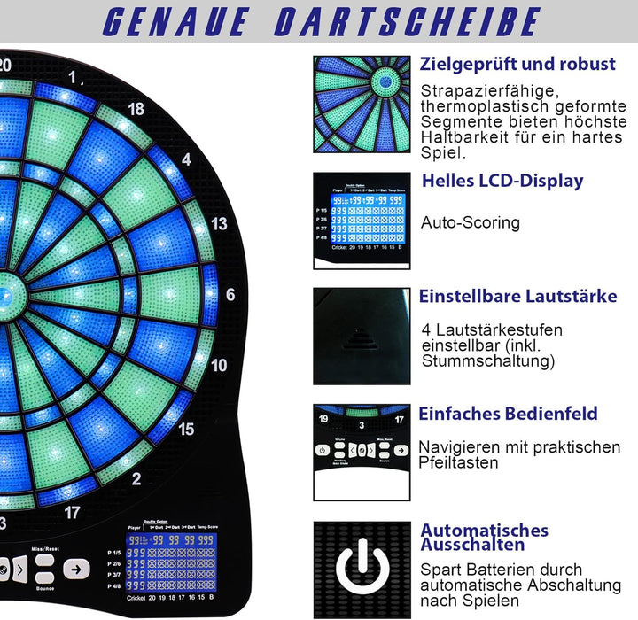 Turnart Dartscheibe Elektronisch 2023 Dartscheibe Elektronische Dartscheibe E Dartscheibe mit LED Be