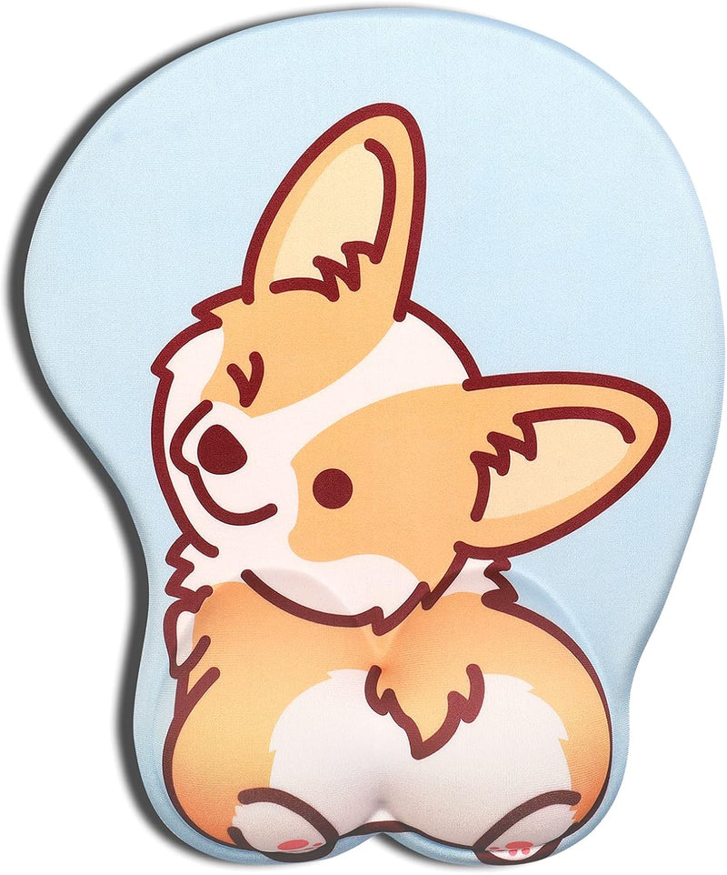 AOKSUNOVA Mauspad mit Gelkissen Mousepad mit Handauflage 3D Mauspad Gel Corgi Motiv MI-279, MI-279