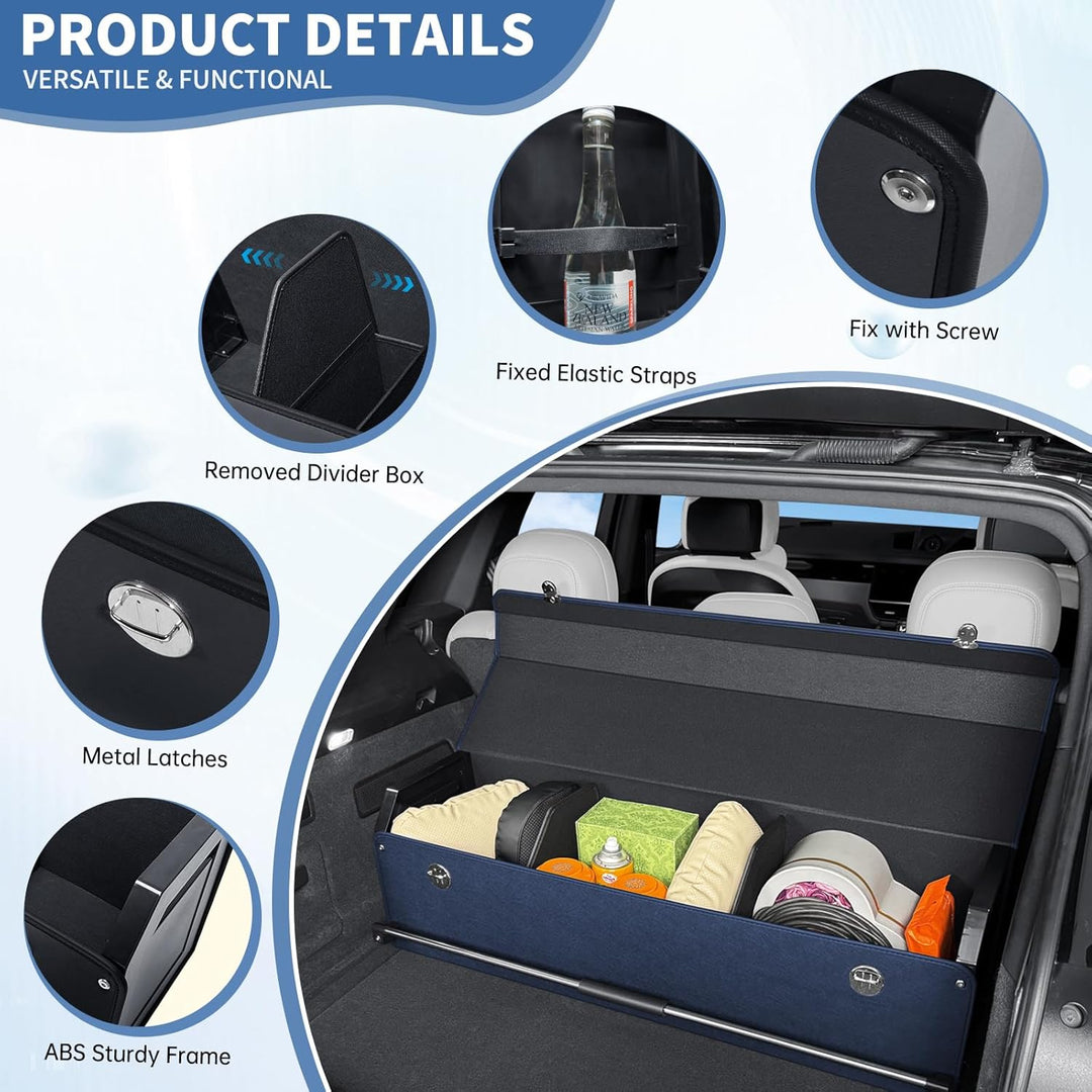 Auto Kofferraum Organizer mit Deckel, Aufbewahrungsbox Gross XXL und Stabilem Griff, 90L Premium Led