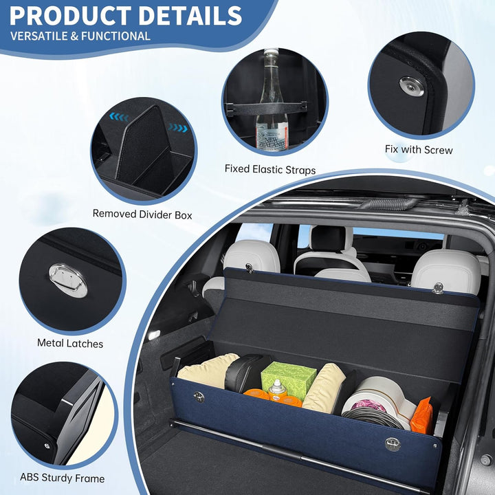 Auto Kofferraum Organizer mit Deckel, Aufbewahrungsbox Gross XXL und Stabilem Griff, 90L Premium Led