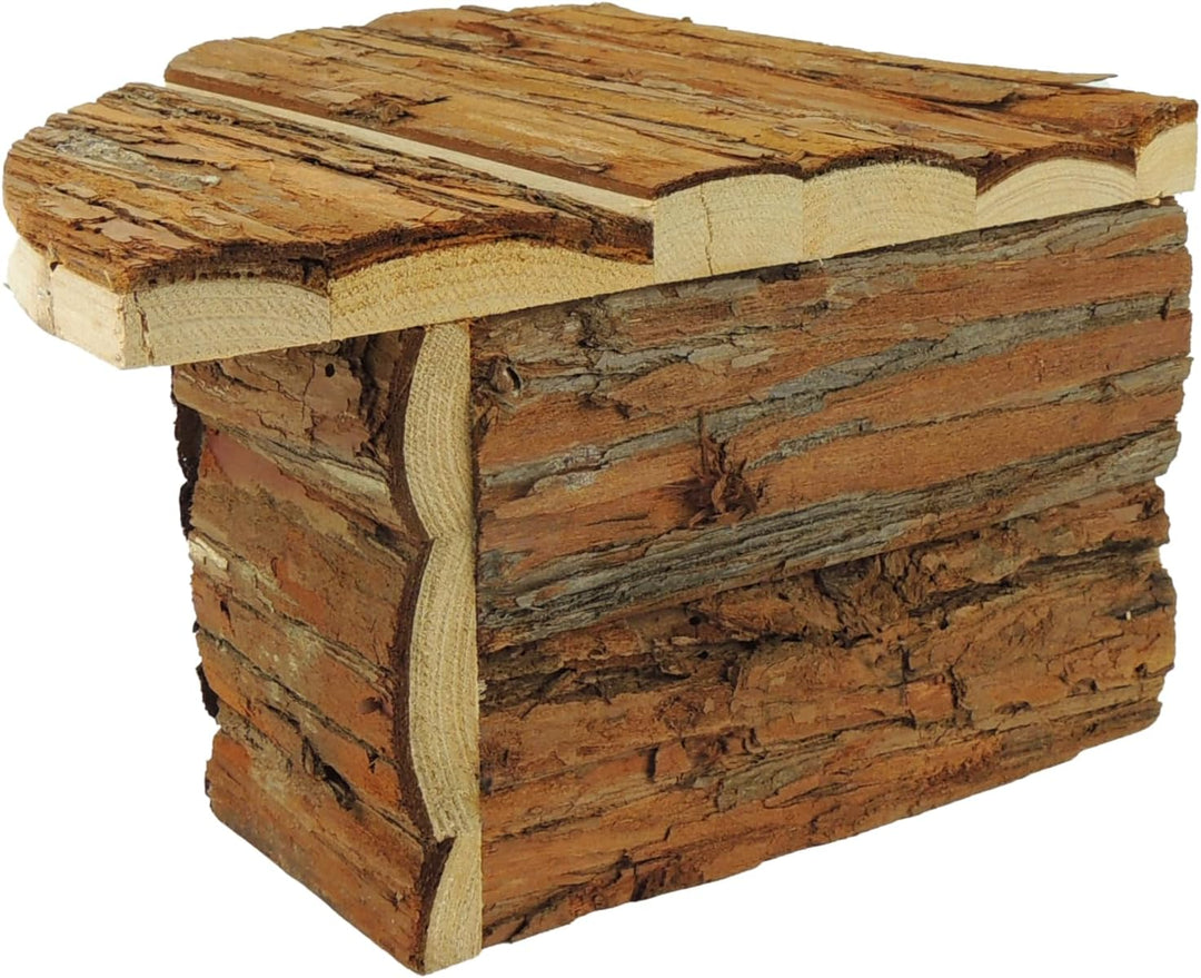 CLASSIC Kleintier-Eckheim - 22 x 22 x 13 cm Naturholz Versteck für Hamster, Mäuse, Rennmäuse &amp; ander
