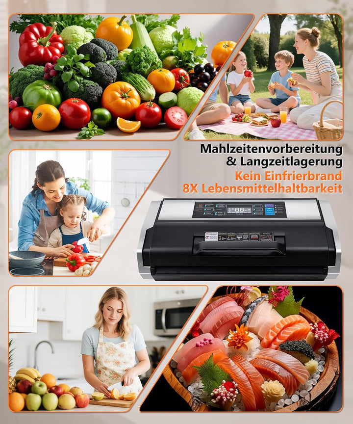 95 kPa Vakuumiergerät Profi, Doppelte Schweissnaht Vakuumierer Für Lebensmittel Starke 10-IN-1 Modus