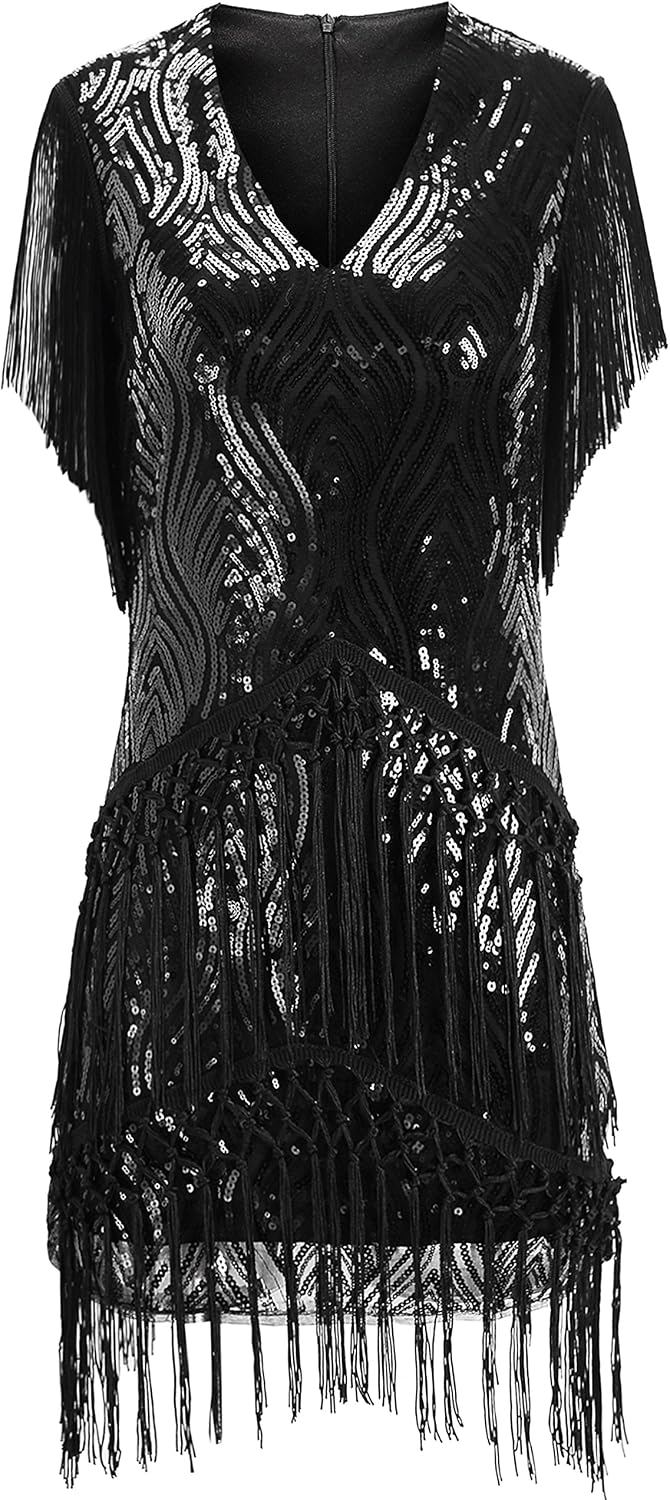 BABEYOND ArtiDeco 1920s Charleston Dress Mini Women&
