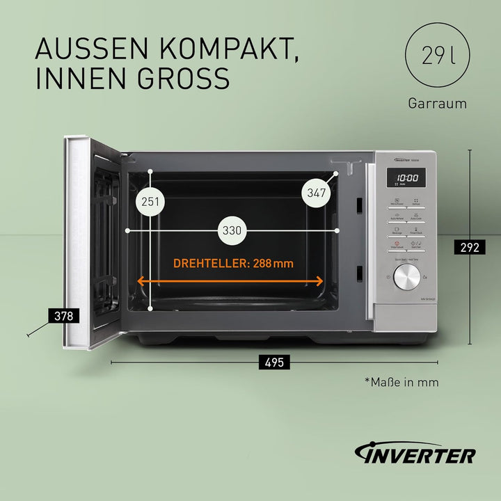 Panasonic NN-SD36QSEPG Solo-Mikrowelle, 29 l, 1000 W, automatisches Auftauen, 11 automatische Progra