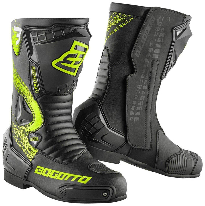 Bogotto Losail Evo Motorradstiefel, schwarz/neon-gelb, 48 48 EU Schwarz Neon Gelb, 48 EU Schwarz Neo