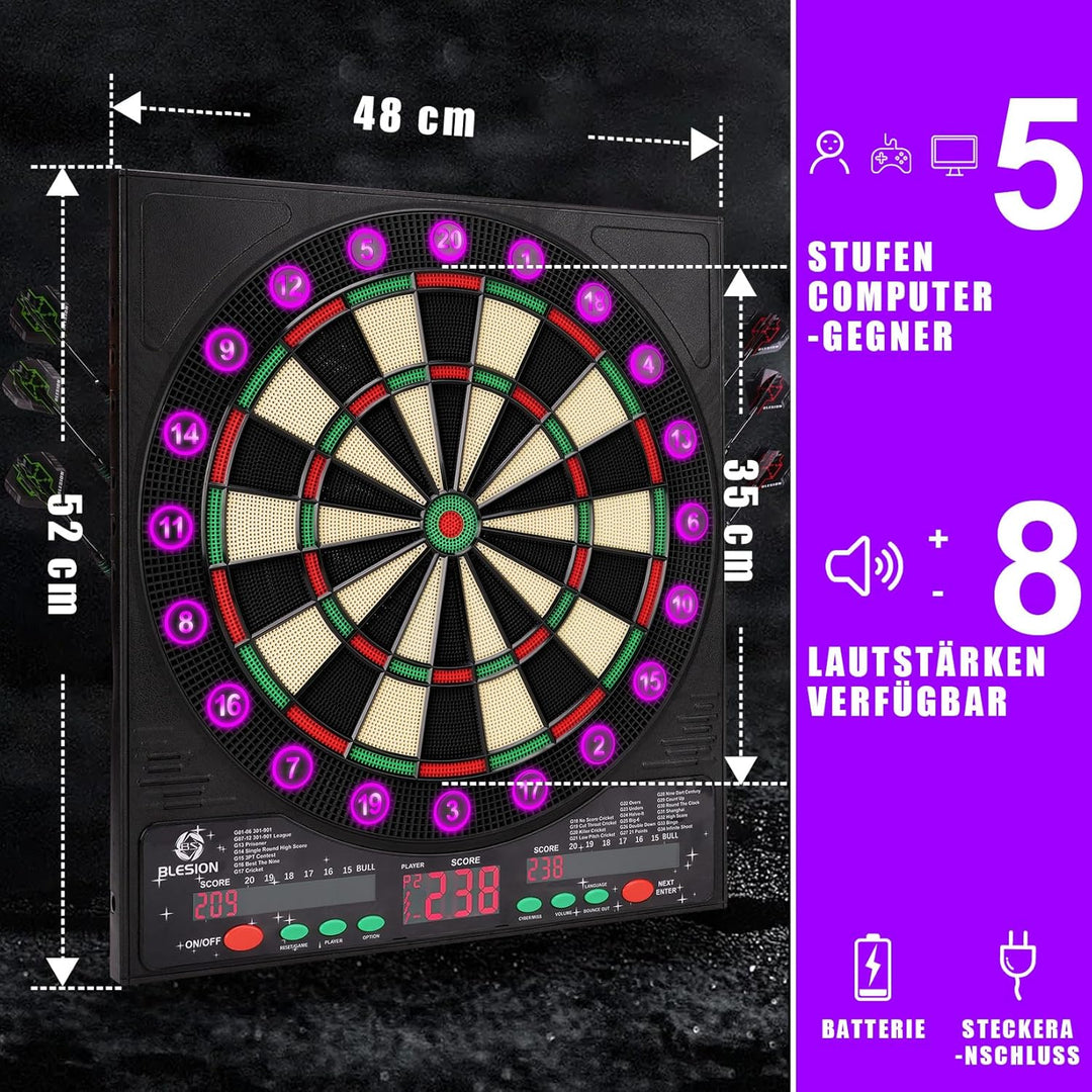 Blesion Dartscheibe Elektronisch 2024 Updated Elektronische Dartscheibe mit 6 Dartpfeile E Dartschei