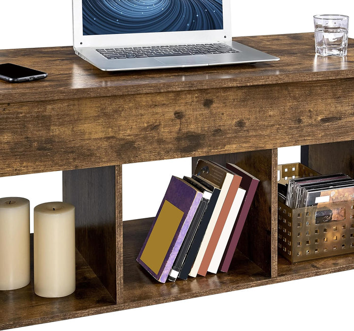 Yaheetech Couchtisch höhenverstellbar Kaffeetisch mit hebeplatte Hubtisch versteckter Stauraum Beist