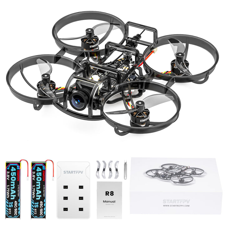 R8 ELRS Tiny Whoop Quadcopter,Ultralight 1S 80mm Micro FPV Drohne BNF mit 2 Batterien Fly12 Mins für