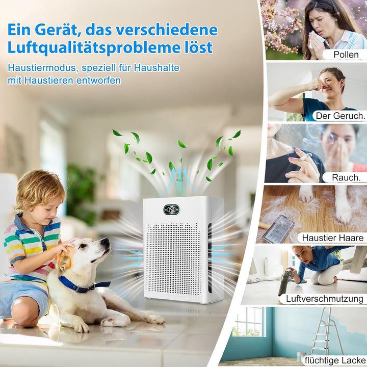 HEPA Luftreiniger,Air Purifier mit App-gesteuert&PM2.5 LED-Anzeige,Schlafmodus bis zu 22 dB,CADR 250