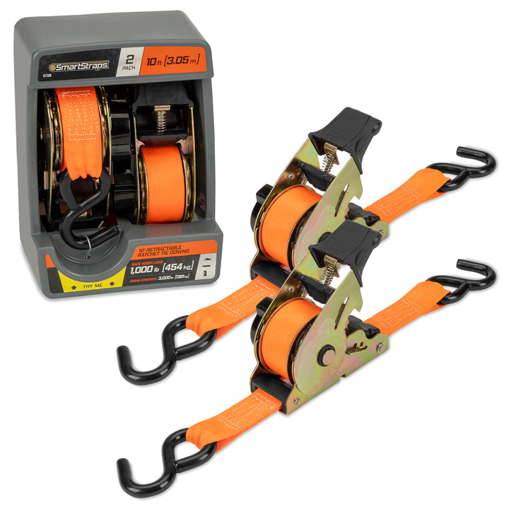 SmartStraps 3 m einziehbare Ratschenspanngurte 1,4 kg Bruchfestigkeit – 0,5 kg sichere Arbeitslast –