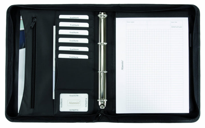 Alassio Ringbuchmappe "RONDO", DIN A4, Lederimitat, schwarz VE = 1