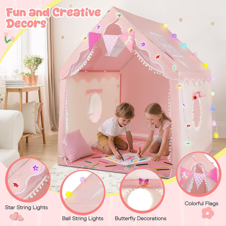 Spielzelt Kinder Indoor Outdoor,100 x 120 x 130 cm kinderzelt mit LED Lichterketten & Spielmatte, Ei