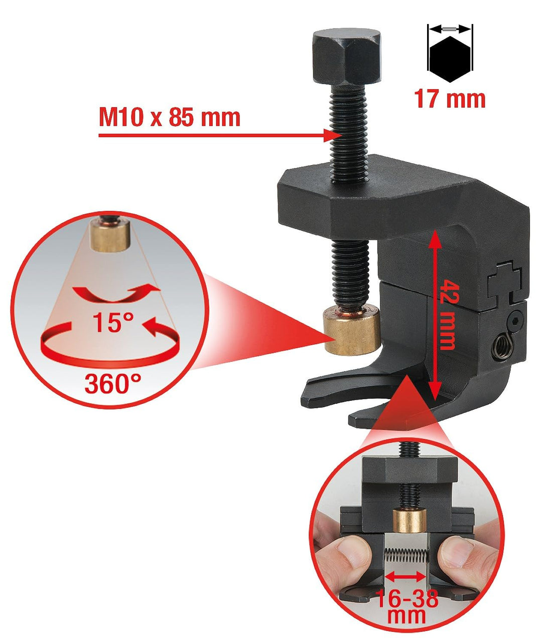 KS Tools 700.1178 BMW Scheibenwischerarm-Abzieher mit verstellbarer Abziehgabel, 16-38mm
