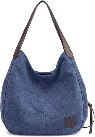 PORRASSO Damen Handtasche Canvas Hobo Schultertasche Mädchen Tote Bag Shopper Henkeltasche für Schul