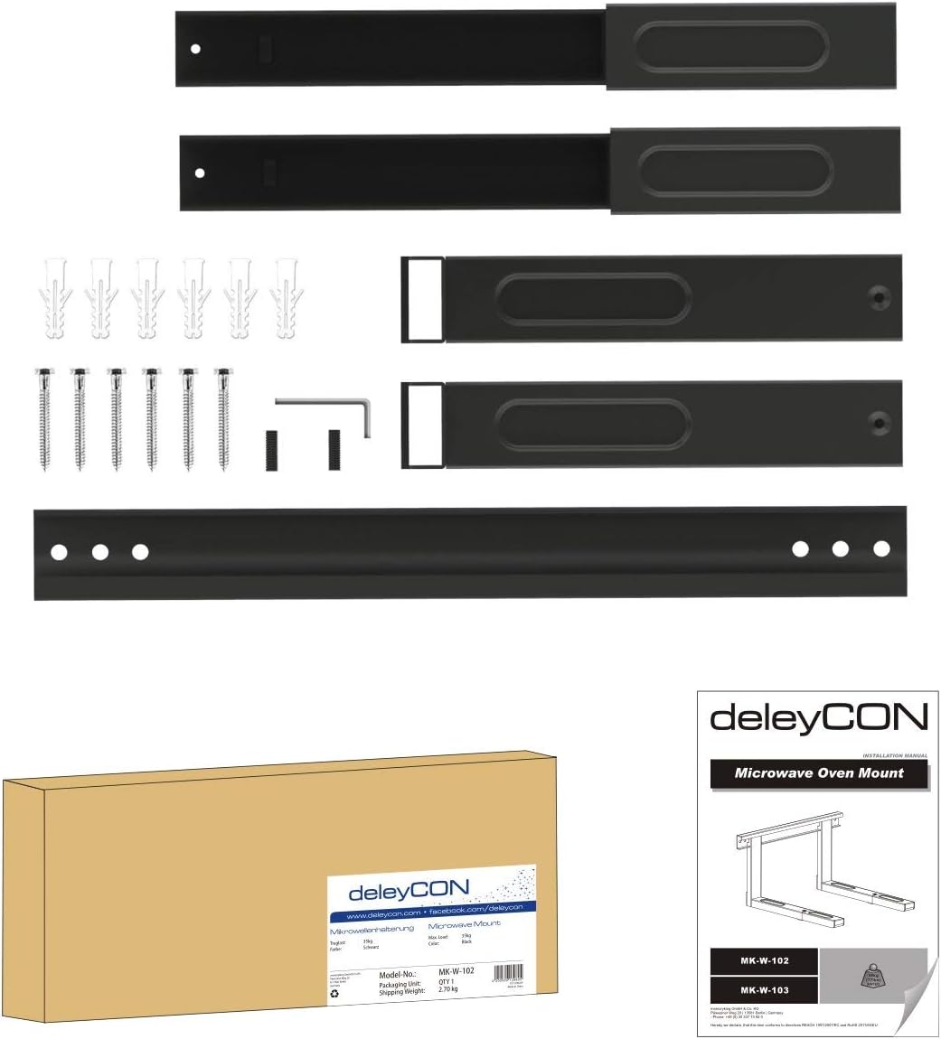 deleyCON Universal Mikrowellenhalterung Wandhalterung Microwelle bis 35Kg Ausziehbar bis 53,5cm Back