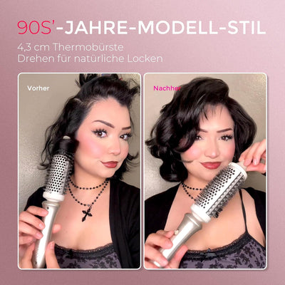 TYMO STYLUX Thermobürste, Thermal Brush 43mm 38mm Hot Brush für Erzeugung natürlicher Locken, Rotier