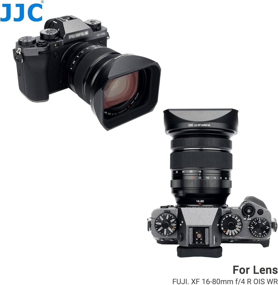 JJC Gegenlichtblende Schwarz für Fujifilm FUJINON XF16-80mmF4 R OIS WR Objektiv mit Schiebedeckel (7