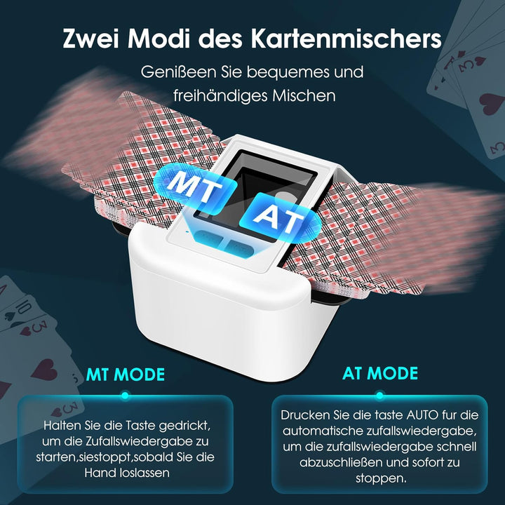 Elektrische Kartenmischer für 1–2 Decks,Wiederaufladbarer Automatischer Kartenmischer Tragbarer Kart