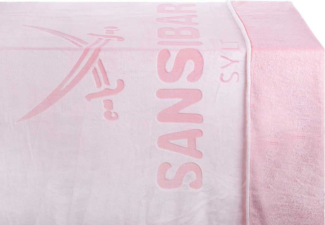Sansibar Wohndecke Kuscheldecke Tagesdecke Micro Flausch Prägedruck 150x200 cm Weiss/Rosa, 150x200 c