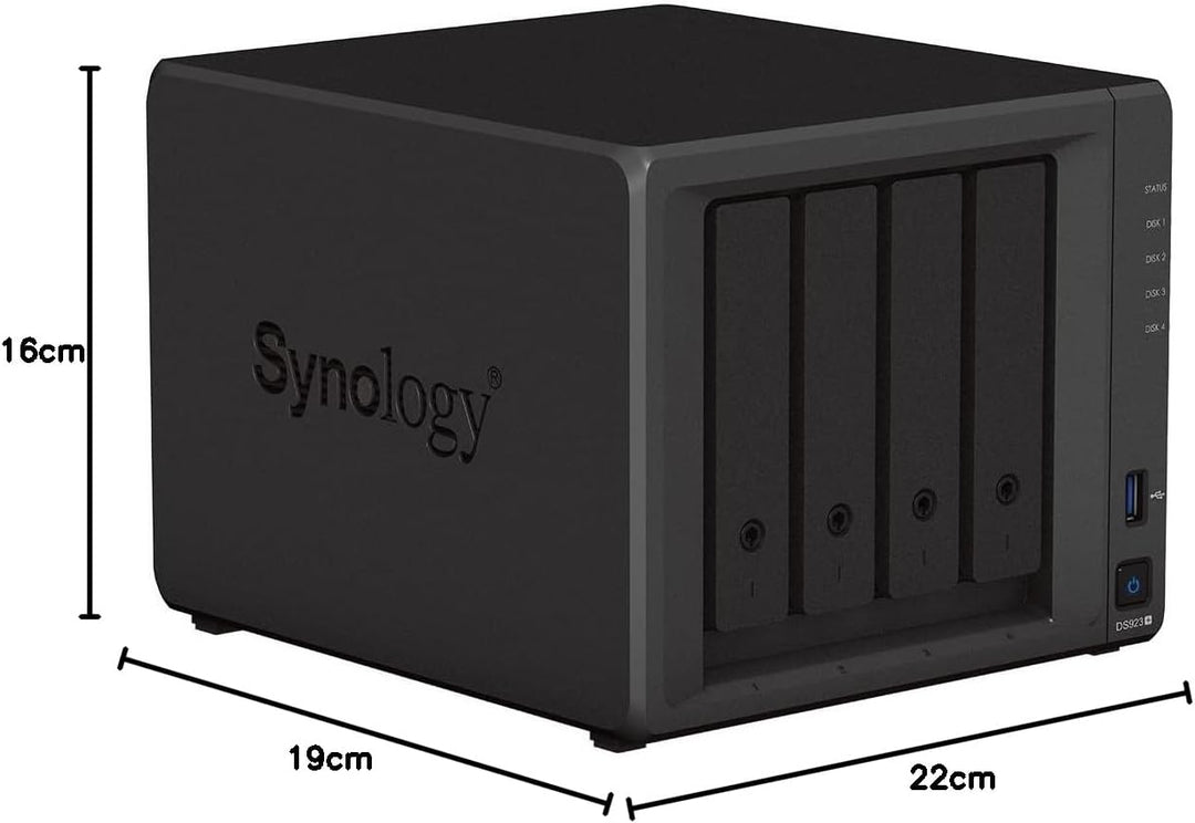 Synology DS923+ 4-Bay Diskstation NAS (AMD Ryzen™ 4 Threads R1600 Dual-Core 4GB Ram 2xRJ-45 1GbE LAN