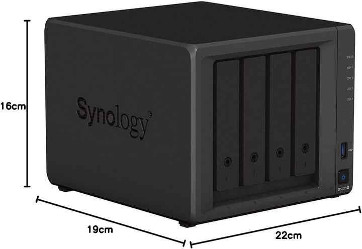 Synology DS923+ 4-Bay Diskstation NAS (AMD Ryzen™ 4 Threads R1600 Dual-Core 4GB Ram 2xRJ-45 1GbE LAN