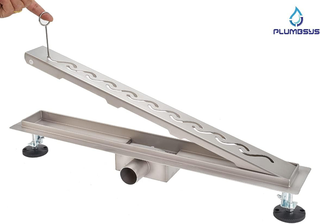 Duschrinne Edelstahl Länge 50cm ， S type Ablaufrinne für Badezimmer，Duschablauf Siphon mit Geruchsst