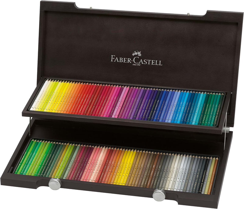 Faber-Castell 110013 - Buntstifte Polychromos, im 120er Holzkoffer Holzkoffer 120-teilig, Holzkoffer