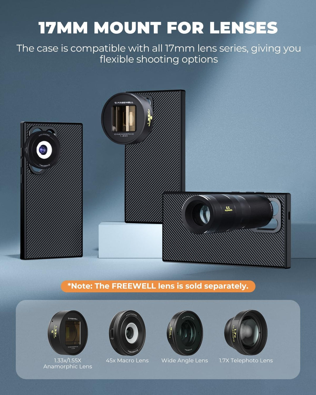 FREEWELL Pro Filmmaker Schutzhülle für Samsung S24 Ultra, Magnetfilter und 17-mm-Objektivschlitz, Sc