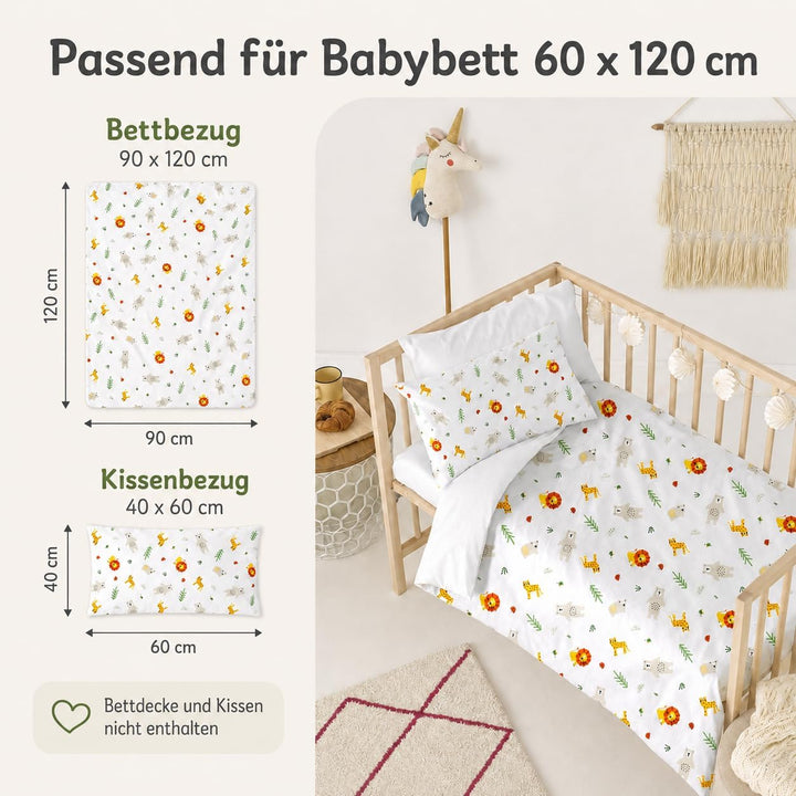 various Wendbare Babybettwäsche-Sets (60 x 120 cm), 100% Baumwolle, bestehend aus Bettbezug und Kiss
