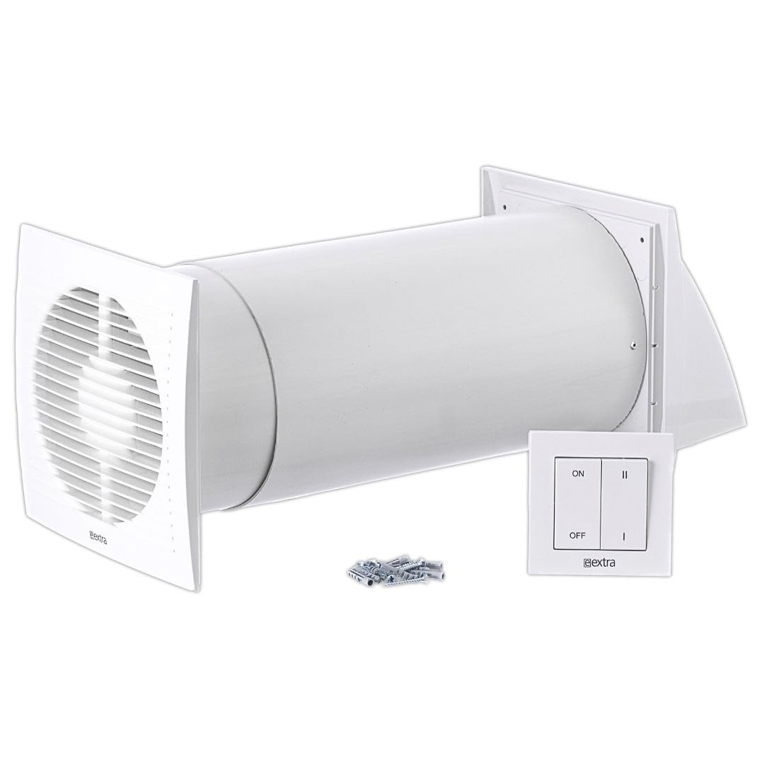 LIRAST Ø 150mm Dezentrale Wohnraumlüftung mit Wärmerückgewinnung - Mit Schalter Weiss Ø 150mm, Weiss