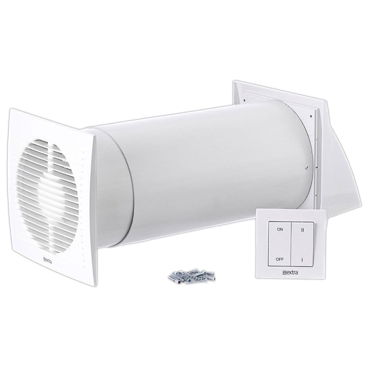 LIRAST Ø 150mm Dezentrale Wohnraumlüftung mit Wärmerückgewinnung - Mit Schalter Weiss Ø 150mm, Weiss