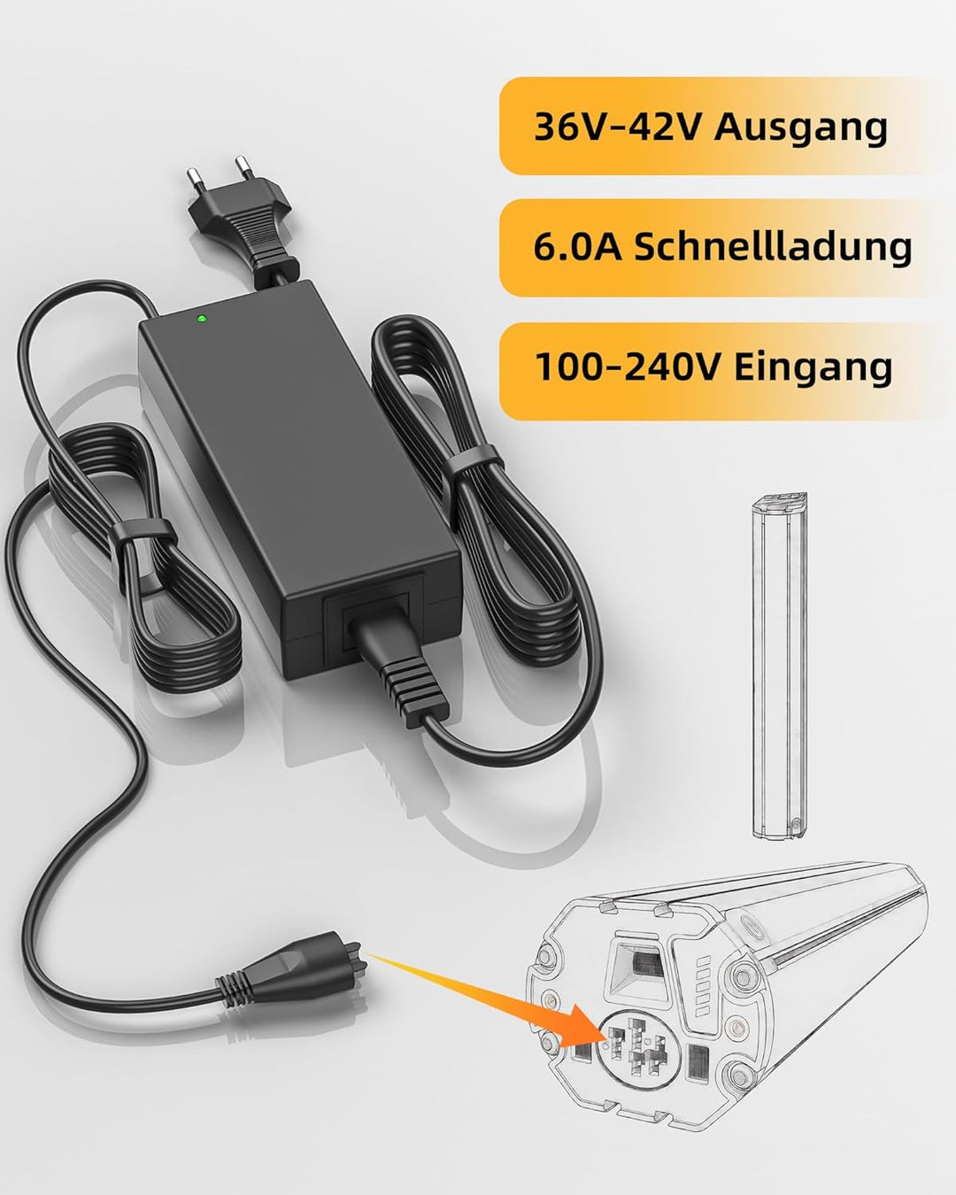 E-Bike 36V 6A 42V 6A Ladegerät für Bosch PowerPack 300/400,PowerTube 400,PowerTube 500/625,PowerPack