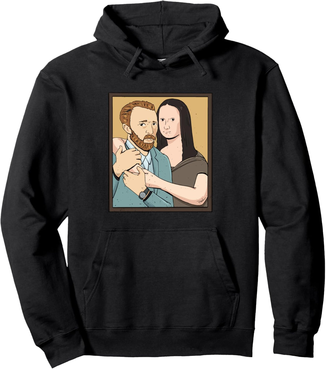 Mona Lisa und Vincent Van Gogh als Paar Design Pullover Hoodie