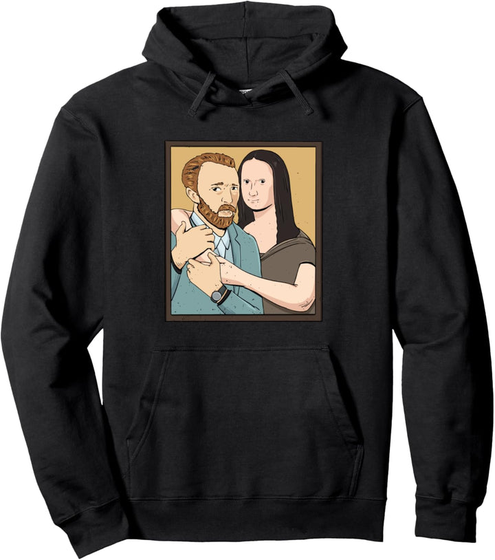 Mona Lisa und Vincent Van Gogh als Paar Design Pullover Hoodie