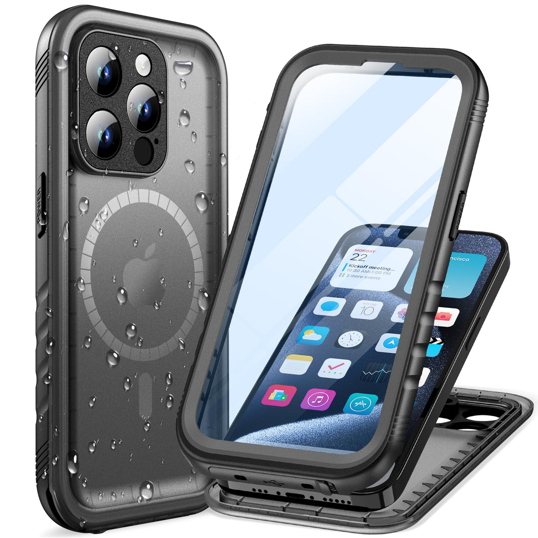 Cozycase Magnetisch Hülle für iPhone 15 Pro wasserdichte 360 Grad Panzerhülle Outdoor [Kompatibel mi