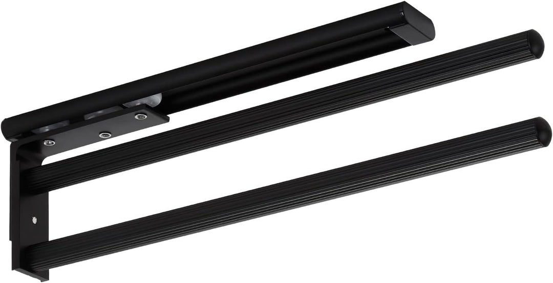 SOTECH 2 Stück Aluminium Handtuchhalter TED 2-armig schwarz matt (325-487 mm, ausziehbar, drehbar) T
