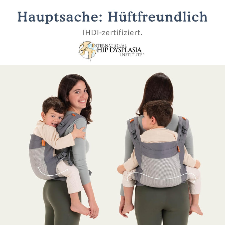 Beco Toddler Kindertrage mit extra breitem Sitz - Kindertragerucksack aus 100% Baumwolle, 2 Tragepos
