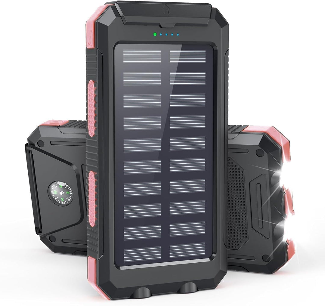 Vikeri Solar Powerbank 26800mAh, Powerbank Solar Wasserdichtes USB C Externer Akku mit 4 Outputs, Po