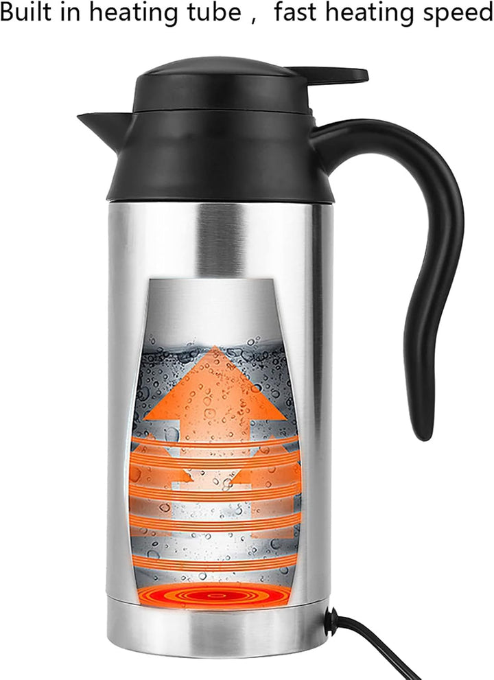 Wasserkocher Auto, 750ml 12v Elektrischer Wasserkocher, Reise Wasserkocher Edelstahl, mit Zigaretten