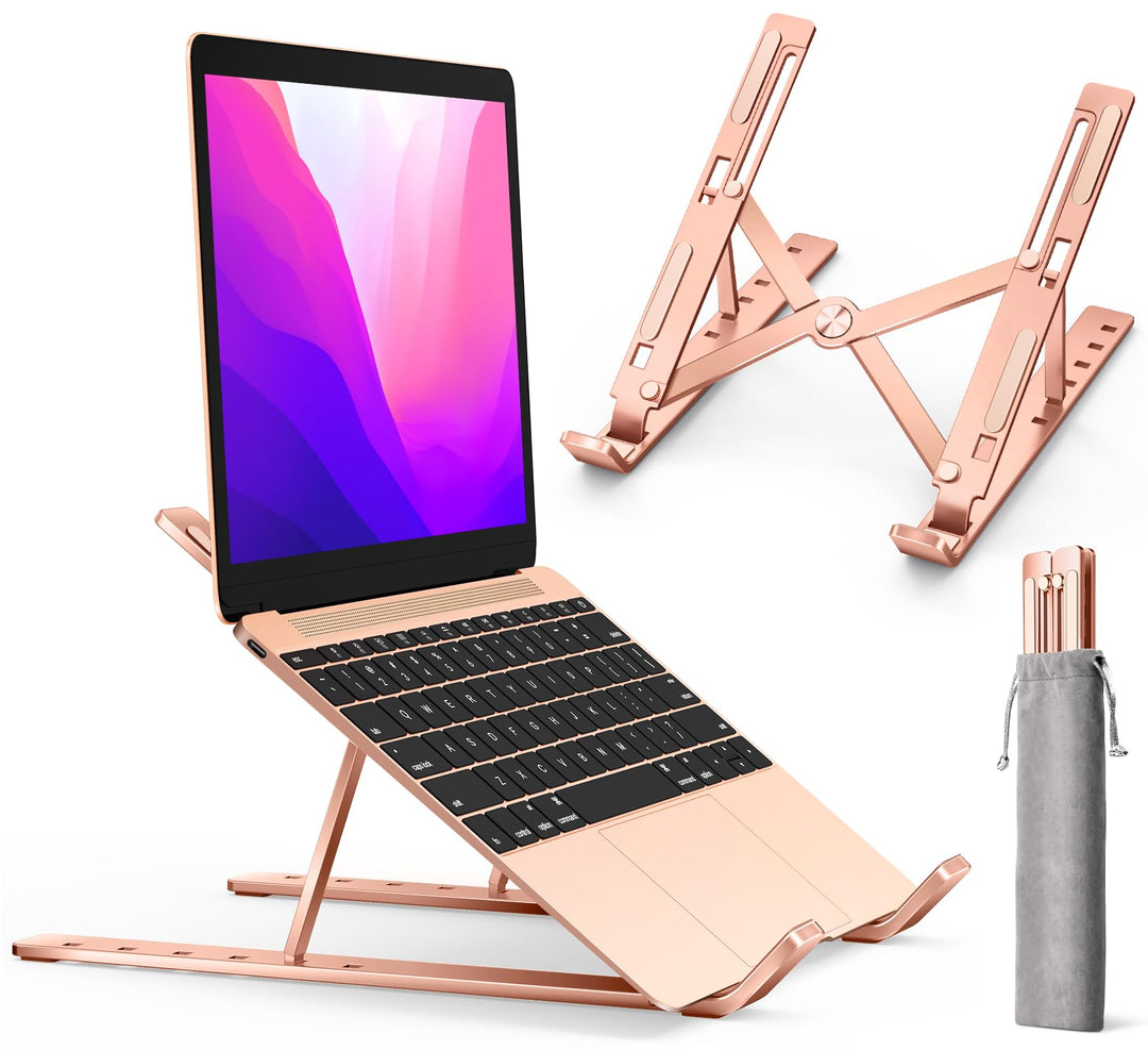 ivoler Laptop Ständer, 6-Stufe Höhenverstellbar Laptop Stand, Faltbarer Aluminium-Riser, Tragbar Bel